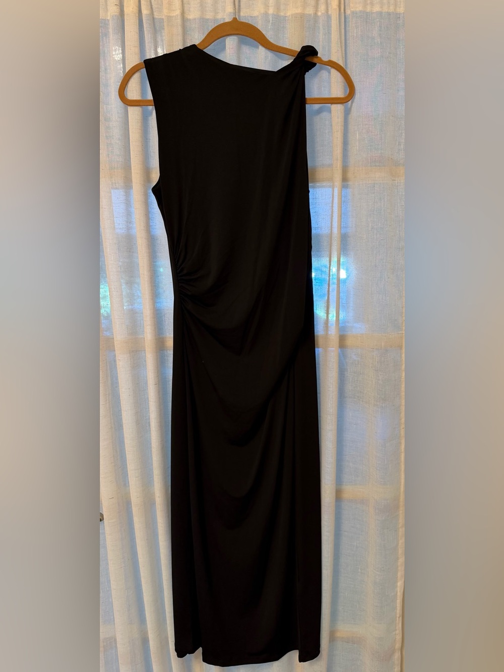 H&M Black Sleeveless Ruched Maxi Dress
